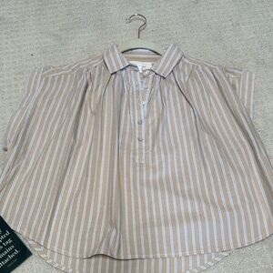 Pomander Place Tan and White Striped Top